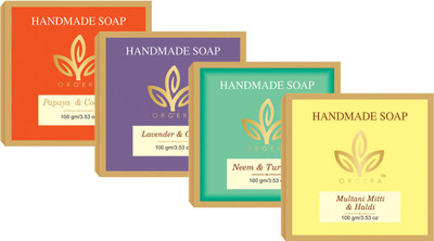 Org'era Sulfate free butter handmade soap combo multani mitti,neem & turmeric,lavender & oudh,papaya & coconut(400 g, Pack of 4)
Org'era Sulfate free butter handmade soap combo multani mitti,neem & turmeric,lavender & oudh,papaya & coconut(400 g, Pack of 4)