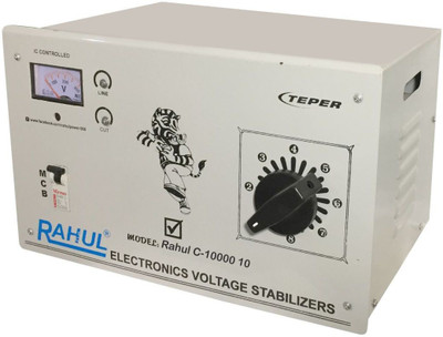 Rahul C-10000 c10 KVA/40 Amp 90-260 Volt Mainline Use Up to 10 KVA Load Raf & Taf Copper Autocut Voltage Stabilizer(Gray)
Rahul C-10000 c10 KVA/40 Amp 90-260 Volt Mainline Use Up to 10 KVA Load Raf & Taf Copper Autocut Voltage Stabilizer(Gray)