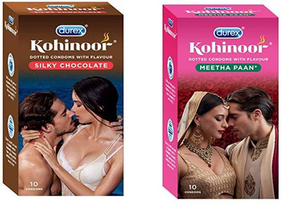 Kohinoor Durex - Silky Chocolate & Meetha Paan Condom Combo- 20 Condoms Condom(Set of 2, 20S)
Kohinoor Durex - Silky Chocolate & Meetha Paan Condom Combo- 20 Condoms Condom(Set of 2, 20S)
