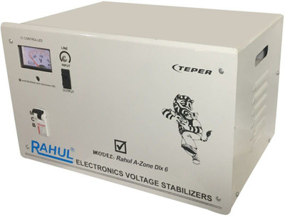 Rahul A-Zone Dlx c6 6 KVA/24 Amp Copper 100-280 Volt 5 Step Mainline Use Up to 6 KVA Load Automatic Voltage Stabilizer(Gray)
Rahul A-Zone Dlx c6 6 KVA/24 Amp Copper 100-280 Volt 5 Step Mainline Use Up to 6 KVA Load Automatic Voltage Stabilizer(Gray)