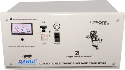 Rahul Base-3 c3 3 KVA/12 Amp 140-280 Volt Copper 3 Step Mainline Use Up to 3 KVA Load Automatic Voltage Stabilizer(Gray)
Rahul Base-3 c3 3 KVA/12 Amp 140-280 Volt Copper 3 Step Mainline Use Up to 3 KVA Load Automatic Voltage Stabilizer(Gray)
