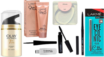 Ultimate silicon puff, weightless mousse foundation, kajal pack of 2, liquid eyeliner, huate and naughty mascara, total effect 7 in one anti-ageing cream(Set of 7)
Ultimate silicon puff, weightless mousse foundation, kajal pack of 2, liquid eyeliner, huate and naughty mascara, total effect 7 in one anti-ageing cream(Set of 7)