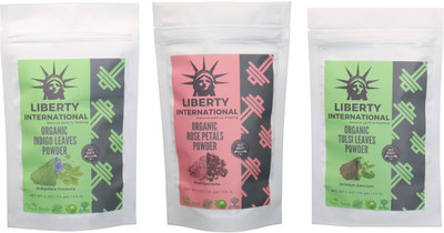 LIBERTY INTERNATIONAL Indigo & Rose & Tulsi Powder ( 114 Gm Each ) For Face , Hair & Skin Care Certified C18(Set of 3)
LIBERTY INTERNATIONAL Indigo & Rose & Tulsi Powder ( 114 Gm Each ) For Face , Hair & Skin Care Certified C18(Set of 3)