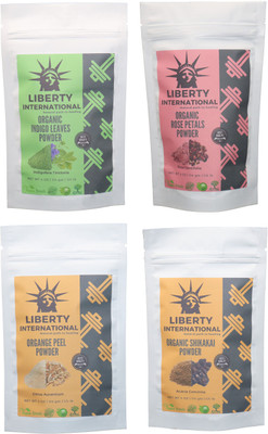 LIBERTY INTERNATIONAL Indigo & Rose & Orange & Shikakai Powder ( 114 Gm Each ) For Face , Hair & Skin Care Certified C18(Set of 4)
LIBERTY INTERNATIONAL Indigo & Rose & Orange & Shikakai Powder ( 114 Gm Each ) For Face , Hair & Skin Care Certified C18(Set of 4)