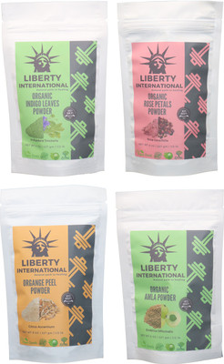 LIBERTY INTERNATIONAL Indigo & Rose & Orange & Amla Powder ( 227 Gm Each ) For Face , Hair & Skin Care Certified C18(Set of 4)