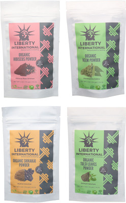 LIBERTY INTERNATIONAL Hibiscus & Neem & Shikakai & Tulsi Powder ( 114 Gm Each ) For Face , Hair & Skin Care Certified C18(Set of 4)
LIBERTY INTERNATIONAL Hibiscus & Neem & Shikakai & Tulsi Powder ( 114 Gm Each ) For Face , Hair & Skin Care Certified C18(Set of 4)