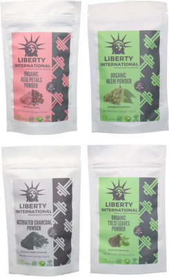 LIBERTY INTERNATIONAL Rose & Neem & Charcoal & Tulsi Powder ( 227 Gm Each ) For Face , Hair & Skin Care Certified C18(Set of 4)
LIBERTY INTERNATIONAL Rose & Neem & Charcoal & Tulsi Powder ( 227 Gm Each ) For Face , Hair & Skin Care Certified C18(Set of 4)