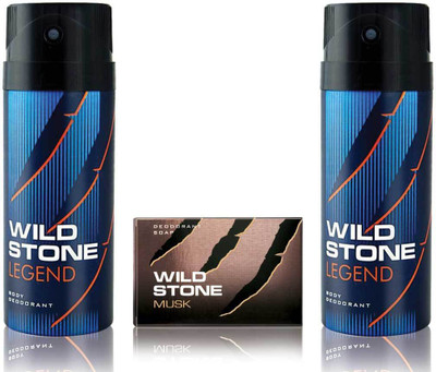 Wild Stone 2 Legend Deodorant and 125gm Musk Soap(Set of 3)