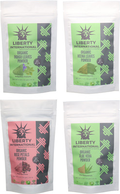 LIBERTY INTERNATIONAL Indigo & Heena & Rose & Aloevera Powder ( 114 Gm Each ) For Face , Hair & Skin Care Certified C18(Set of 4)
LIBERTY INTERNATIONAL Indigo & Heena & Rose & Aloevera Powder ( 114 Gm Each ) For Face , Hair & Skin Care Certified C18(Set of 4)