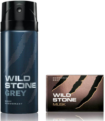 Wild Stone Grey Deodorant and 75gm Musk Soap(Set of 2)