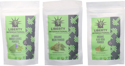 LIBERTY INTERNATIONAL Indigo & Neem & Aloevera Powder ( 227 Gm Each ) For Face , Hair & Skin Care Certified C18(Set of 3)