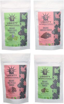 LIBERTY INTERNATIONAL Indigo & Hibiscus & Rose & Tulsi Powder ( 114 Gm Each ) For Face , Hair & Skin Care Certified C18(Set of 4)
LIBERTY INTERNATIONAL Indigo & Hibiscus & Rose & Tulsi Powder ( 114 Gm Each ) For Face , Hair & Skin Care Certified C18(Set of 4)