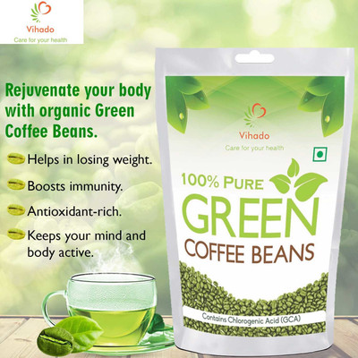 Vihado Organic Green Coffee beans for weight loss 50g (Pack of 5) Instant Coffee 50 g(Pack of 5)