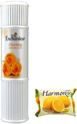 Enchanteur Charming Perfumed Talc 250g With Harmony Lemon Soap 75g(Set of 2)