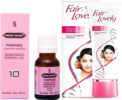 Sheer Secret Rosemary Essential Oil 15 ml and Fair & Lovely Advance Multi Vitamin Cream 80 Grams(Set of 2)
Sheer Secret Rosemary Essential Oil 15 ml and Fair & Lovely Advance Multi Vitamin Cream 80 Grams(Set of 2)