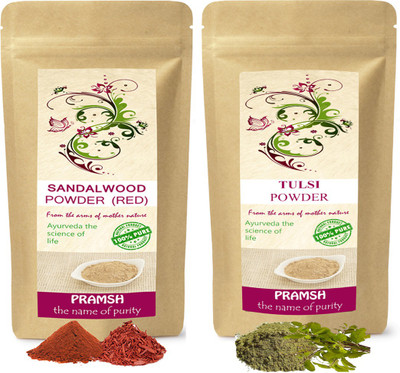 PRAMSH Premium Quality Red Sandalwood 400gm & Tulsi Leafs 400gm Powder Combo(800 g)