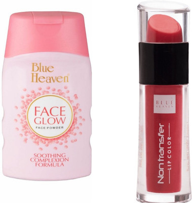 Blue Heaven lip colour non-transfer & face glow powder(Set of 2)