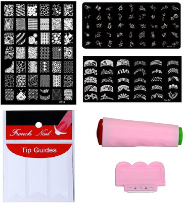 Royalkart Nail Art Combo Kit With 2pcs Small Stamping Image Plates (TO-08,32), 1pc Large Stamping Image Plate(XY14), Double-sided Stamper with Scraper & French Manicure Finger Tip Guide (multicolour)(multicolor)
Royalkart Nail Art Combo Kit With 2pcs Small Stamping Image Plates (TO-08,32), 1pc Large Stamping Image Plate(XY14), Double-sided Stamper with Scraper & French Manicure Finger Tip Guide (multicolour)(multicolor)
