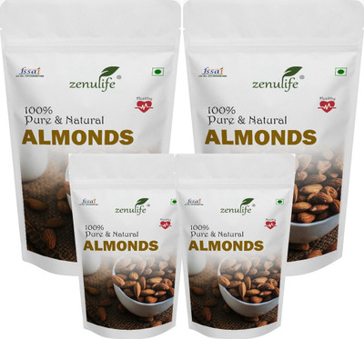 Zenulife Premium Raw California Almonds 250 Gm Pack of 4 (1 Kg ) Almonds(250 g, Pouch)