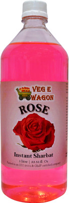 Veg E Wagon Rose Instant Sharbat (Syrup) 1 Ltr Rose(1 L, Pack of 1)