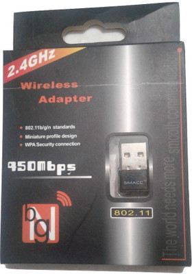 SMACC 950Mbps Wifi Dongle 802.11n Wi Fi 2.4GHz Small Wireless LAN Network Card External For PC,Laptop,Smartphone USB Adapter(Black)
SMACC 950Mbps Wifi Dongle 802.11n Wi Fi 2.4GHz Small Wireless LAN Network Card External For PC,Laptop,Smartphone USB Adapter(Black)