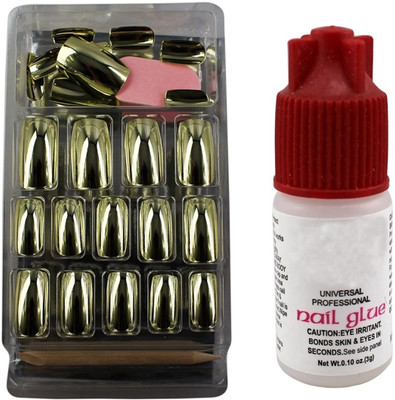Ear Lobe & Accessories Mirror Finish Glossy Full Cover 24 Nails With Glue(dull Gold) dull gold(Pack of 24)
Ear Lobe & Accessories Mirror Finish Glossy Full Cover 24 Nails With Glue(dull Gold) dull gold(Pack of 24)