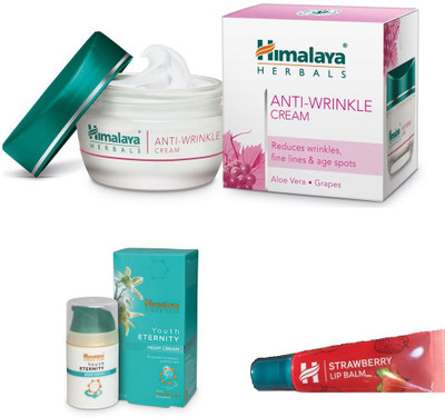 Himalaya YOUTH NIGHT CREAM, ANTI WRINKLE CREAM,STRAWBERRY LIP BALM(Set of 3)