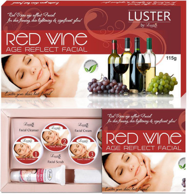 Luster Red Wine Facial Kit For Skin Rejuvenation (New Pack) 115 g