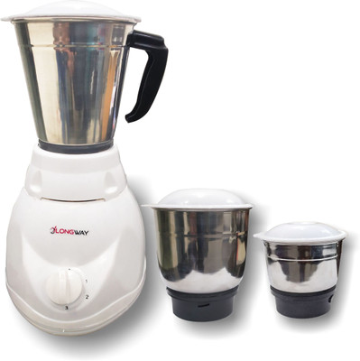 LONGWAY PLUTO SUPER 600 Mixer Grinder(White, 3 Jars)