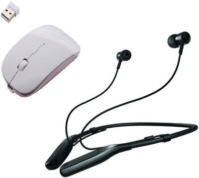 ROQ Wireless Bluetooth Headset With Ultra Slim Wireless Optical Mouse(USB, Black,White)