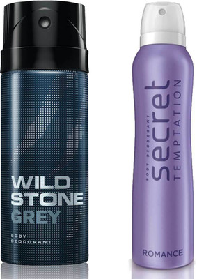 Secret Temptation Romance Deodorant For Women and Wild Stone Grey Deodorant for Men (150 ml each), Pack of 2 Perfume - 300 ml(For Men & Women)
Secret Temptation Romance Deodorant For Women and Wild Stone Grey Deodorant for Men (150 ml each), Pack of 2 Perfume - 300 ml(For Men & Women)