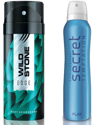 Secret Temptation Play Deodorant For Women and Wild Stone Edge Deodorant for Men (150 ml each), Pack of 2 Perfume - 300 ml(For Men & Women)
Secret Temptation Play Deodorant For Women and Wild Stone Edge Deodorant for Men (150 ml each), Pack of 2 Perfume - 300 ml(For Men & Women)