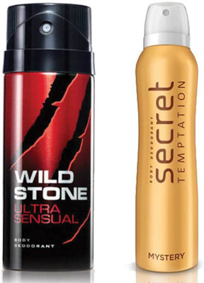 Secret Temptation Mystery Deodorant For Women and Wild Stone Ultra Sensual Deodorant for Men (150 ml each), Pack of 2 Perfume - 300 ml(For Men & Women)
Secret Temptation Mystery Deodorant For Women and Wild Stone Ultra Sensual Deodorant for Men (150 ml each), Pack of 2 Perfume - 300 ml(For Men & Women)