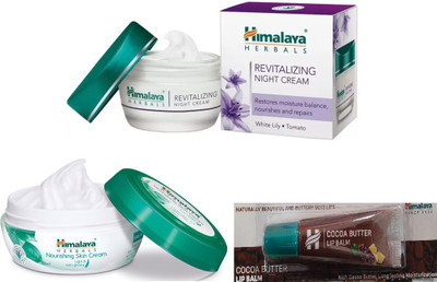 Himalaya Revitalizing Night Cream, Nourishing Skin Cream, Cocoa Butter Lip Balm(Set of 3)
Himalaya Revitalizing Night Cream, Nourishing Skin Cream, Cocoa Butter Lip Balm(Set of 3)