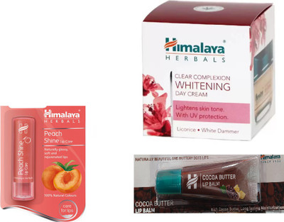 Himalaya Clear Complexion Whitening Day Cream, Peach Shine Lip Care, Cocoa Butter Lip Balm(Set of 3)
Himalaya Clear Complexion Whitening Day Cream, Peach Shine Lip Care, Cocoa Butter Lip Balm(Set of 3)