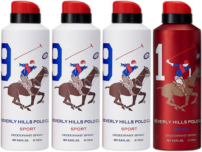 Beverly Hills Polo Club Three No. 9 and One No. 1 Deodorant Spray - For Men(700 ml, Pack of 4)
Beverly Hills Polo Club Three No. 9 and One No. 1 Deodorant Spray - For Men(700 ml, Pack of 4)