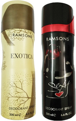 RAMSONS SEXY HEART DEODORANT SPRAY 200ML+EXOTICA DEODORANT SPRAY 200ML Deodorant Spray - For Men(150 ml, Pack of 2)
RAMSONS SEXY HEART DEODORANT SPRAY 200ML+EXOTICA DEODORANT SPRAY 200ML Deodorant Spray - For Men(150 ml, Pack of 2)