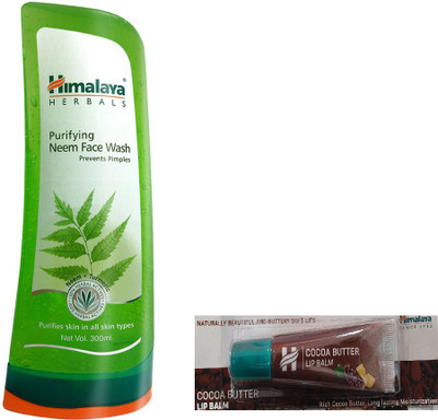 Himalaya Purifying Neem Face Wash, Cocoa Butter Lip Balm(Set of 2)