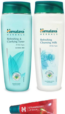 Himalaya refreshing milk,refreshing toner.strawberry lip balm(Set of 3)