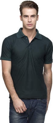 Lambency Solid Men' Polo Neck Dark Green T-Shirt