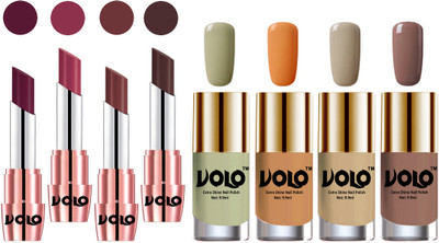 Volo Ultra HD Shine Nail Polish and Creamy With Matte Lipsticks Combo(Set of 8)