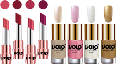 Volo Ultra HD Shine Nail Polish and Creamy With Matte Lipsticks Combo(Set of 8)