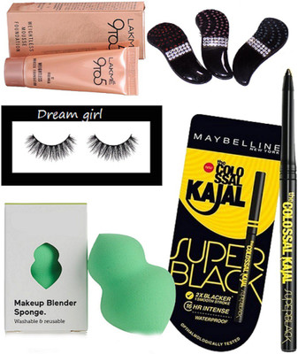 Dream Girl Eyelashes, Sponge puff, weightless mousse foundation, new york super black kajal, Hair clip pack of 3(Set of 7)
Dream Girl Eyelashes, Sponge puff, weightless mousse foundation, new york super black kajal, Hair clip pack of 3(Set of 7)