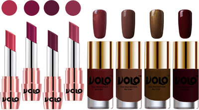 Volo Ultra HD Shine Nail Polish and Creamy With Matte Lipsticks Combo(Set of 8)