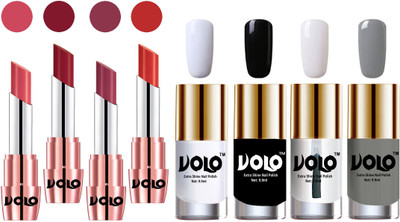Volo Ultra HD Shine Nail Polish and Creamy With Matte Lipsticks Combo(Set of 8)