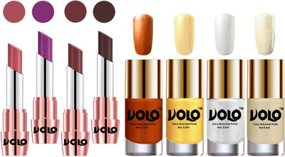 Volo Ultra HD Shine Nail Polish and Creamy With Matte Lipsticks Combo(Set of 8)