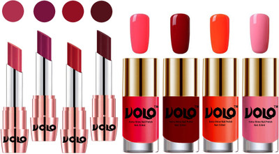Volo Ultra HD Shine Nail Polish and Creamy With Matte Lipsticks Combo(Set of 8)