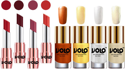 Volo Ultra HD Shine Nail Polish and Creamy With Matte Lipsticks Combo(Set of 8)