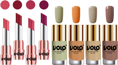 Volo Ultra HD Shine Nail Polish and Creamy With Matte Lipsticks Combo(Set of 8)