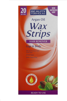 Beauty Formulas Argan Oil Wax Strips Hair Removal Legs & Body Strips(20 Strips)